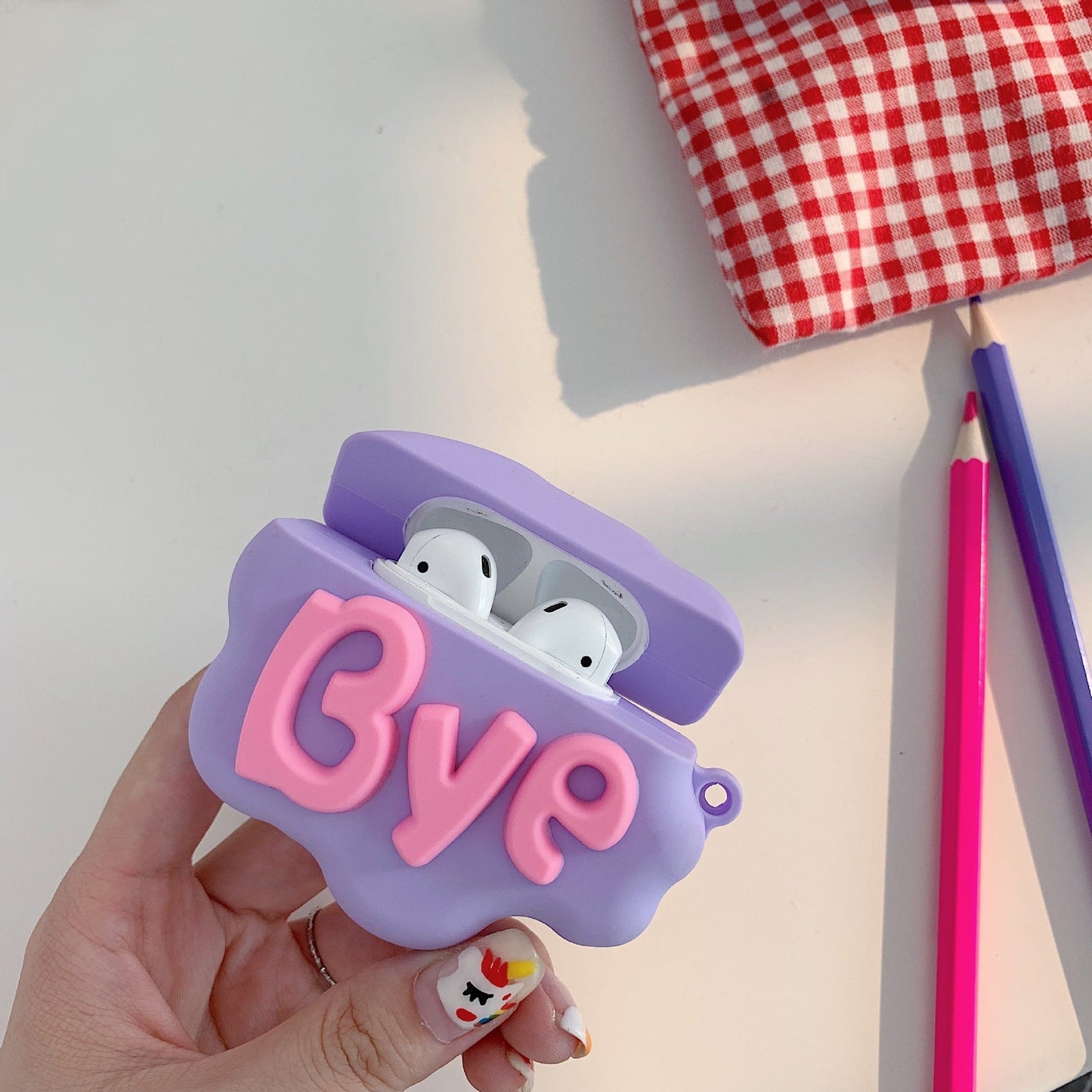 AirPod 2 Case 3D HI BYE Cloud Letter Cartoon